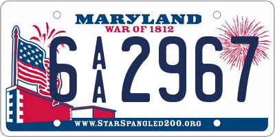 MD license plate 6AA2967