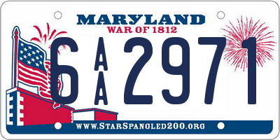 MD license plate 6AA2971