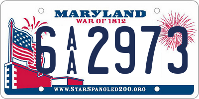 MD license plate 6AA2973