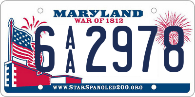 MD license plate 6AA2978