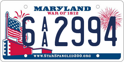 MD license plate 6AA2994