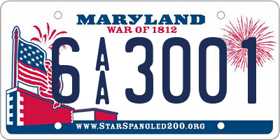 MD license plate 6AA3001