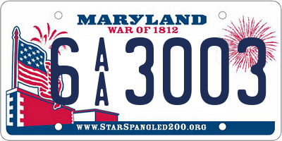 MD license plate 6AA3003