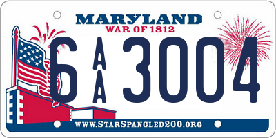 MD license plate 6AA3004