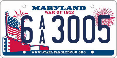 MD license plate 6AA3005