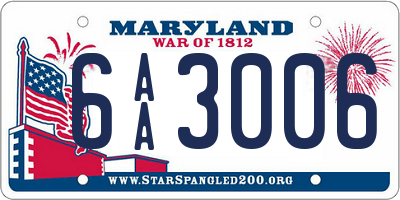 MD license plate 6AA3006