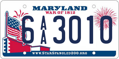 MD license plate 6AA3010