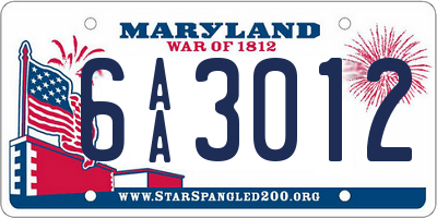 MD license plate 6AA3012