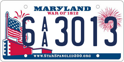 MD license plate 6AA3013