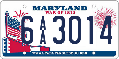 MD license plate 6AA3014