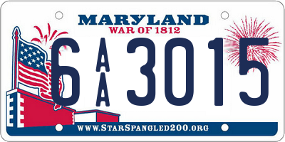 MD license plate 6AA3015