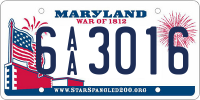 MD license plate 6AA3016