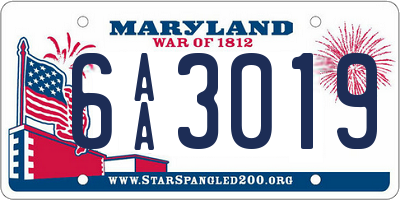 MD license plate 6AA3019