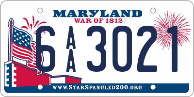 MD license plate 6AA3021