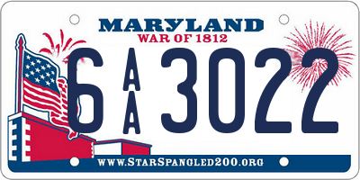 MD license plate 6AA3022