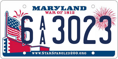 MD license plate 6AA3023