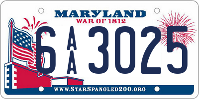 MD license plate 6AA3025