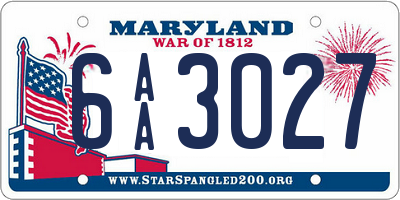 MD license plate 6AA3027