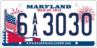 MD license plate 6AA3030