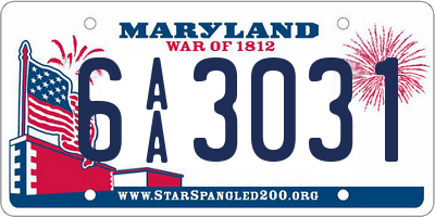 MD license plate 6AA3031