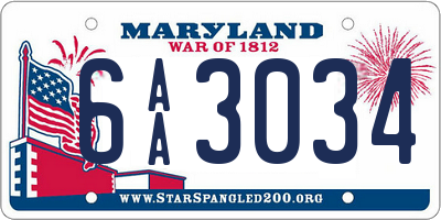 MD license plate 6AA3034