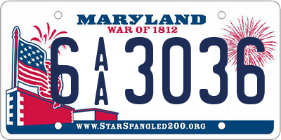 MD license plate 6AA3036