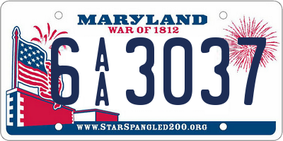 MD license plate 6AA3037