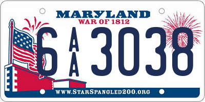 MD license plate 6AA3038