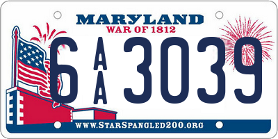 MD license plate 6AA3039