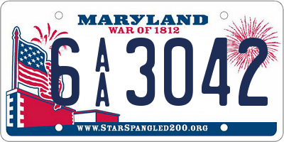 MD license plate 6AA3042