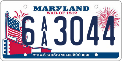 MD license plate 6AA3044