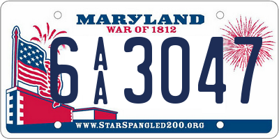 MD license plate 6AA3047