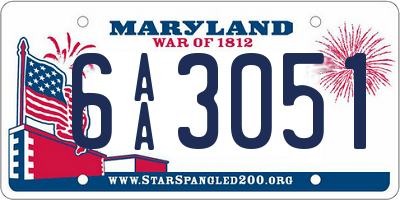 MD license plate 6AA3051