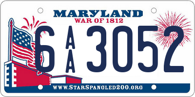 MD license plate 6AA3052