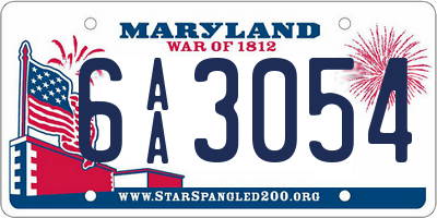 MD license plate 6AA3054