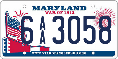 MD license plate 6AA3058