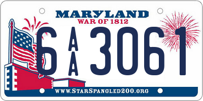 MD license plate 6AA3061