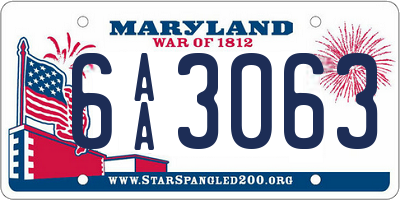 MD license plate 6AA3063