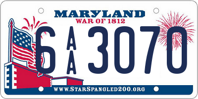 MD license plate 6AA3070