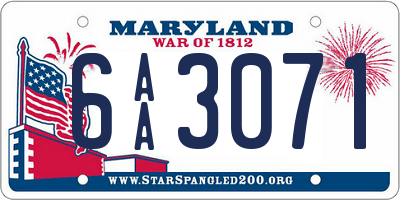 MD license plate 6AA3071