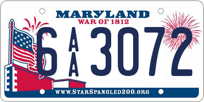 MD license plate 6AA3072