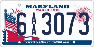 MD license plate 6AA3073