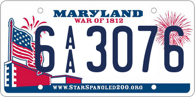 MD license plate 6AA3076