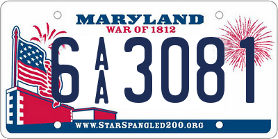 MD license plate 6AA3081