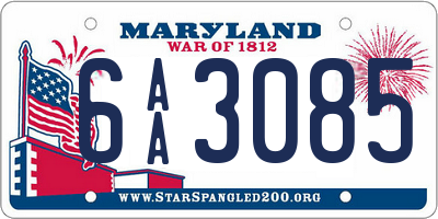 MD license plate 6AA3085