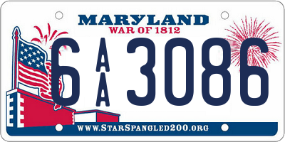 MD license plate 6AA3086