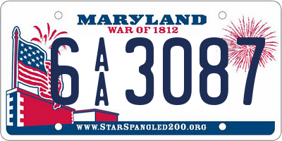 MD license plate 6AA3087