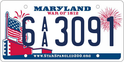 MD license plate 6AA3091