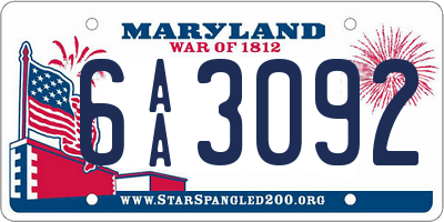 MD license plate 6AA3092