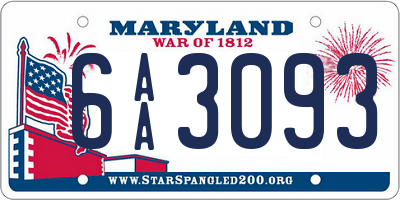 MD license plate 6AA3093